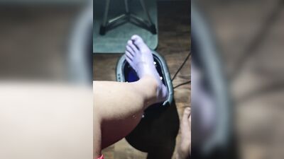 POV Dipping Foot in Paraffin Wax View