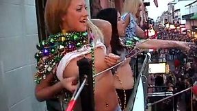 Lot of stunning ladies getting wild at the Mardi Gras