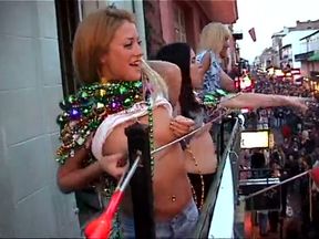 Lot of stunning ladies getting wild at the Mardi Gras