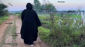 Egypt Muslim Farm Girl with Abaya Try to Find Cucumber in Farmland for Her Pussy