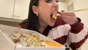 Eating sushi until I explode