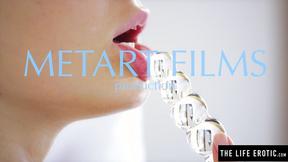 ”Glamorous Nataly Von sucks & rides her glass dildo”