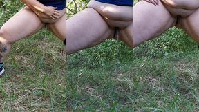 une nouvelle video ou je pisse a l exterieur. cette fois avec ma chatte a l ...