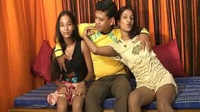 Careless Indian teens Tina and Nelo give head to one guy