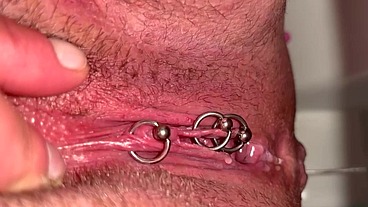 My first time Haired Pussy Pee and Moving Clit and Asshole