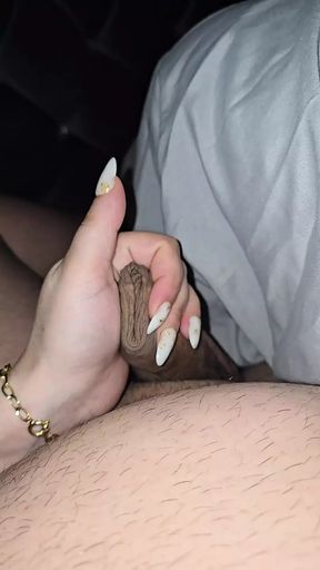 Step mom woke up step son dick by handjob his dick in bed