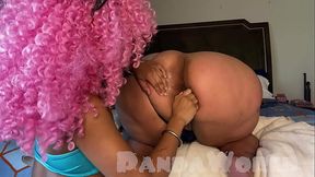 Curvy ebony babe with huge booty gets anal play