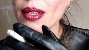 GODDESS SMOKING IN LEATHER GLOVES (HD)