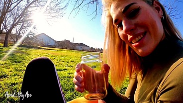 Drinking liters of pee in the street with my stepfather, yellow pee and in public!!!
