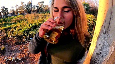 Drinking liters of pee in the street with my stepfather, yellow pee and in public!!!