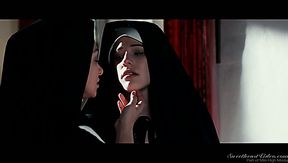 Horn-mad Romanian nun goes wild and eats juicy pussy of her novice