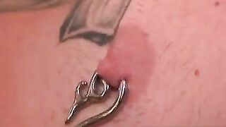 Bald Stud's Nippier Piercing Stroking His Hard Fat Dick Vigorously