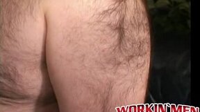 Beefy bear stroking bushy dick before cumshot solo