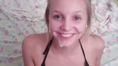 4K/ Horny Blonde Elle Brooks Stroking And Sucking Cock With A Great Facial - 2 Views!