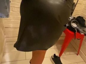 Fitting Leather Outfit, Ends With Cum On Skirt