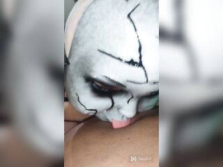 Getting head from a halloween mask with a vibrating tongue