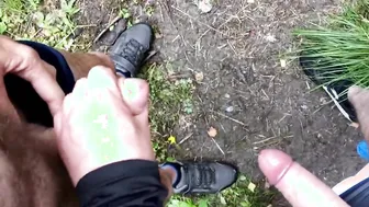Two Twinks Wanking Each Other in the Woods