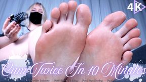 Cum Twice In 10 Minutes - 4K - Chastity Slave Foot "Squeeze" Challenge, Beautiful Master's Controls Your Breathing With Her Foot Stink, Feet JOI Game