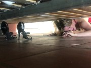 Stepmom stuck under the bed gets creampie from stepson - Erin Electra