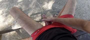 Hot summer wank &amp; cum at the park