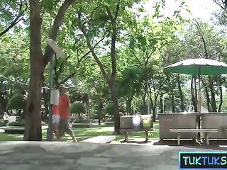 Tiny Oriental teen amateur from Thailand picked up on the street