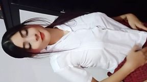 Pregnant woman all wet gives blowjob