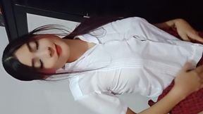 Pregnant woman all wet gives blowjob