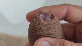 Uncircumcised Young Man Exploding Pre Cum in Sink.