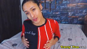 Latina Tranny Wildly Plays Her Dick on Cam