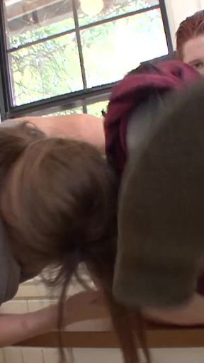 Lily Cade And Ryan Keely fuck in the kitchen.