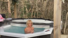 Smoking in the hot tub, in winter