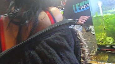 Customer wife fucks me in bar infront of everyone
