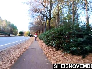 During The Time That Bicycling, Sexiest Ebony Buns Flashing Upskirt Outside By Sheisnovember Consummate Booty Stuffed With Her Small Pants