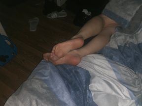 Redhead hot wife with sexy feet lets me shoot a big hot load all over her soles for the first time.