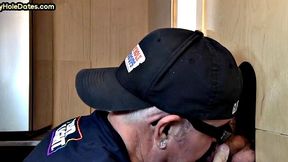 Amateur with mustache deepthroating