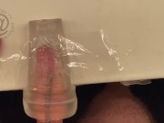 POV: Close up of me thrusting & fucking my clear stroker toy till I cum (Normal speed version)