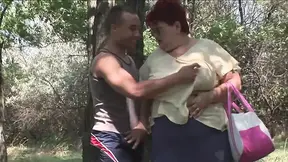 BBW redhead fucked in the woods outdoor