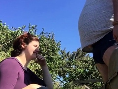 Fat Man Daddy x Greedy Girlfriend Slut - Public Blowjob