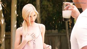 Lusty pale gal with small tits Piper Perri lures dude at the party for hot sex