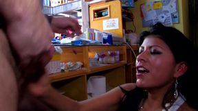 Hot Latina gets her mouth and ass screwed