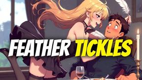 Feather Tickling at Booth Table: Slow Scarf Trails Under Tablecloth Straddle Gentle Fuck