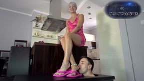 Pretty Head Of Slave In Chest Lick Pink Barbie Style Flip-flops And Heels - Part 2 - 4K