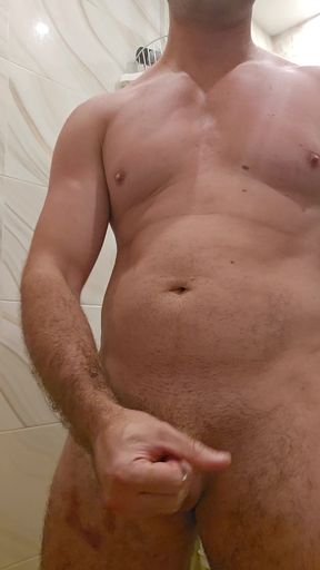Hot morning cum while showering