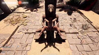 Lara Croft woke up a statue and now Lara is being fucked in every hole in front of 1,000 spectators. part 2