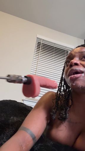 Ebony Fucks Throat and Squirt Uncontrollably