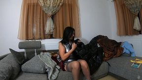 fur fetish teasing & masturbation on a couch full of furs