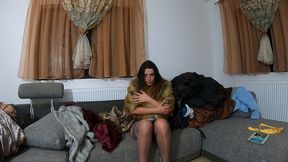 fur fetish teasing & masturbation on a couch full of furs