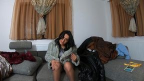 fur fetish teasing & masturbation on a couch full of furs