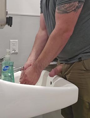 Work bathroom tease, just a little playing with my cock. Oops did I forget to lock the door? Oh well. 😉