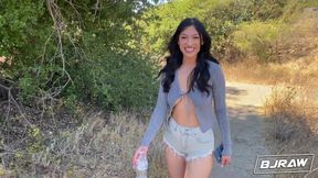 Met this stranger girl on a hiking trail and I'm fucking her mouth at home